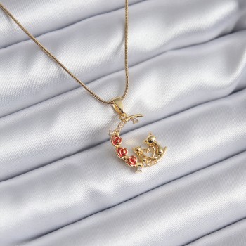 316L Çelik Gold Renk Hilal Kedi Model Zirkon Taşlı Detay Kadın Kolye 316L Çelik Gold Renk Hilal Kedi Model Zirkon Taşlı Detay Kadın Kolye