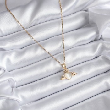316L Çelik Gold Renk Kanatlı Kalp Model Zirkon Taşlı Kadın Kolye 316L Çelik Gold Renk Kanatlı Kalp Model Zirkon Taşlı Kadın Kolye