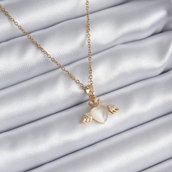 316L Çelik Gold Renk Kanatlı Kalp Model Zirkon Taşlı Kadın Kolye 316L Çelik Gold Renk Kanatlı Kalp Model Zirkon Taşlı Kadın Kolye