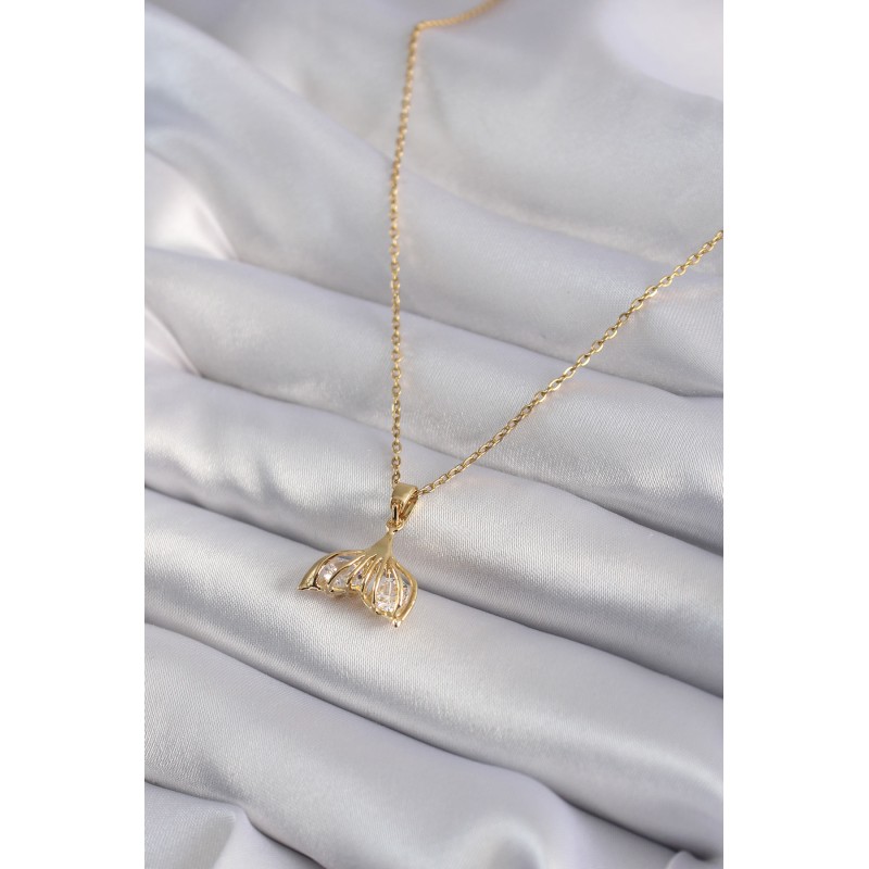 316L Çelik Gold Renk Zirkon Taşlı Balık Kuyruğu Model Kadın Kolye 316L Çelik Gold Renk Zirkon Taşlı Balık Kuyruğu Model Kadın Kolye