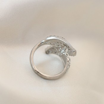 Ayarlamalı Silver Renk Metal Zirkon Taşlı Kanat Yüzük Ayarlamalı Silver Renk Metal Zirkon Taşlı Kanat Yüzük