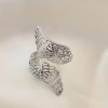 Ayarlamalı Silver Renk Metal Zirkon Taşlı Kanat Yüzük Ayarlamalı Silver Renk Metal Zirkon Taşlı Kanat Yüzük