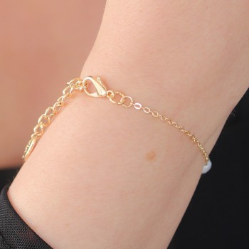 Gold Renk İnci Boncuk Model Kadın Bileklik Gold Renk İnci Boncuk Model Kadın Bileklik
