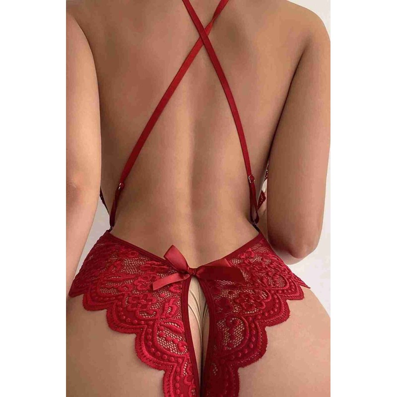 Özel Bölgesi Açık Dantelli Kırmızı Fantazi Babydoll TM1278 Özel Bölgesi Açık Dantelli Kırmızı Fantazi Babydoll TM1278