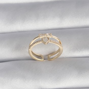 Pirinç Gold Renk Zirkon Taş Detay Kalp Model Kadın Yüzük Pirinç Gold Renk Zirkon Taş Detay Kalp Model Kadın Yüzük