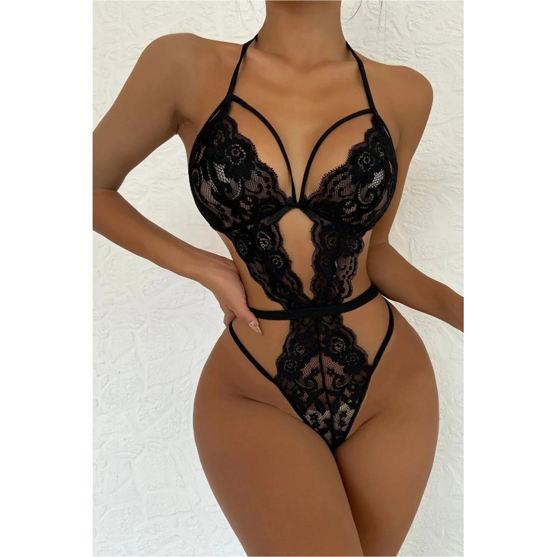Şık Siyah Dantelli Babydoll Gecelik TM1297 Şık Siyah Dantelli Babydoll Gecelik TM1297